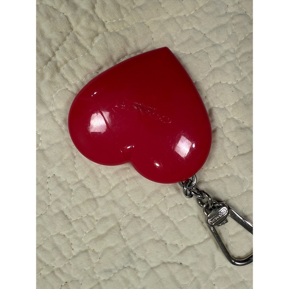 Coach Red Resin Heart USB Flash Drive Keychain Bag Charm Silver Tone Hardware - Picture 2 of 6